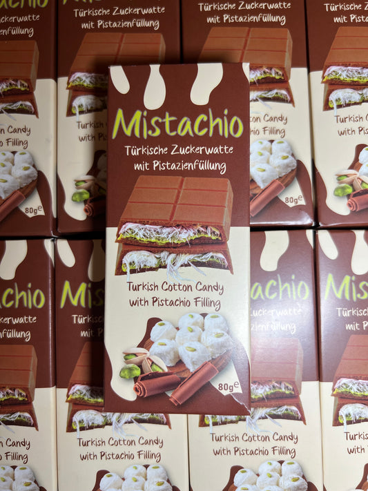 MISTACHIO - Tablette Chocolat Dubai au Lait Barbe à papa & Pistache