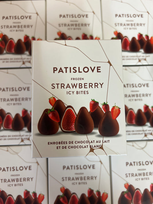 PATISLOVE - Fraises surgelées enrobés de chocolat au lait et chocolat blanc